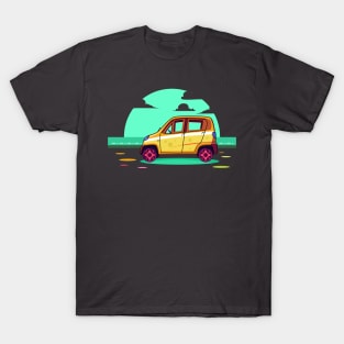 flat illustrasi design in car T-Shirt